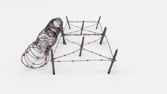 low poly barb wire obstacle 20 Modelo 3D .c4d .max .obj .3ds .fbx .stl .blend 