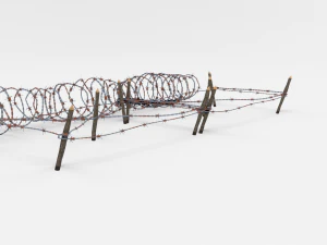 low poly barb wire obstacle 20 3D Model