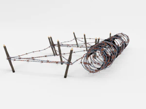 low poly barb wire obstacle 20 3D Model