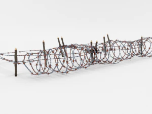 low poly barb wire obstacle 20 3D Model