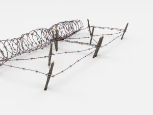 low poly barb wire obstacle 20 3D Model