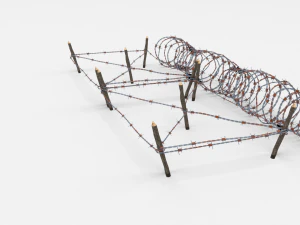 low poly barb wire obstacle 20 3D Model