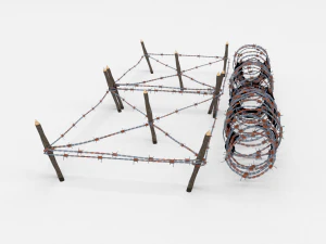 low poly barb wire obstacle 20 3D Model