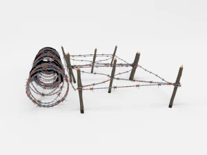 low poly barb wire obstacle 20 3D Model