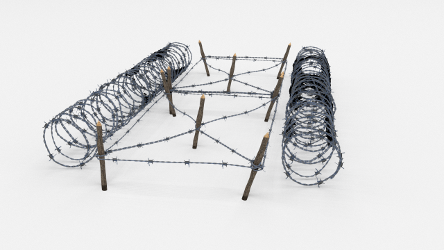 low poly barb wire obstacle 21 Modèle 3D .c4d .max .obj .3ds .fbx .stl .blend 