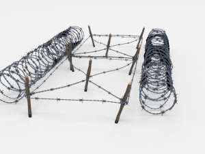 low poly barb wire obstacle 21 3D Model