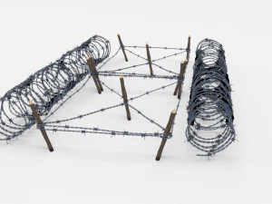 low poly barb wire obstacle 21 3D Model