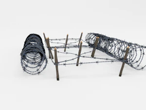 low poly barb wire obstacle 21 3D Model