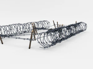 low poly barb wire obstacle 21 3D Model