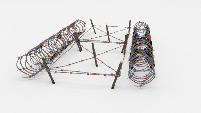 low poly barb wire obstacle 22 3D Модель .c4d .max .obj .3ds .fbx .stl .blend 
