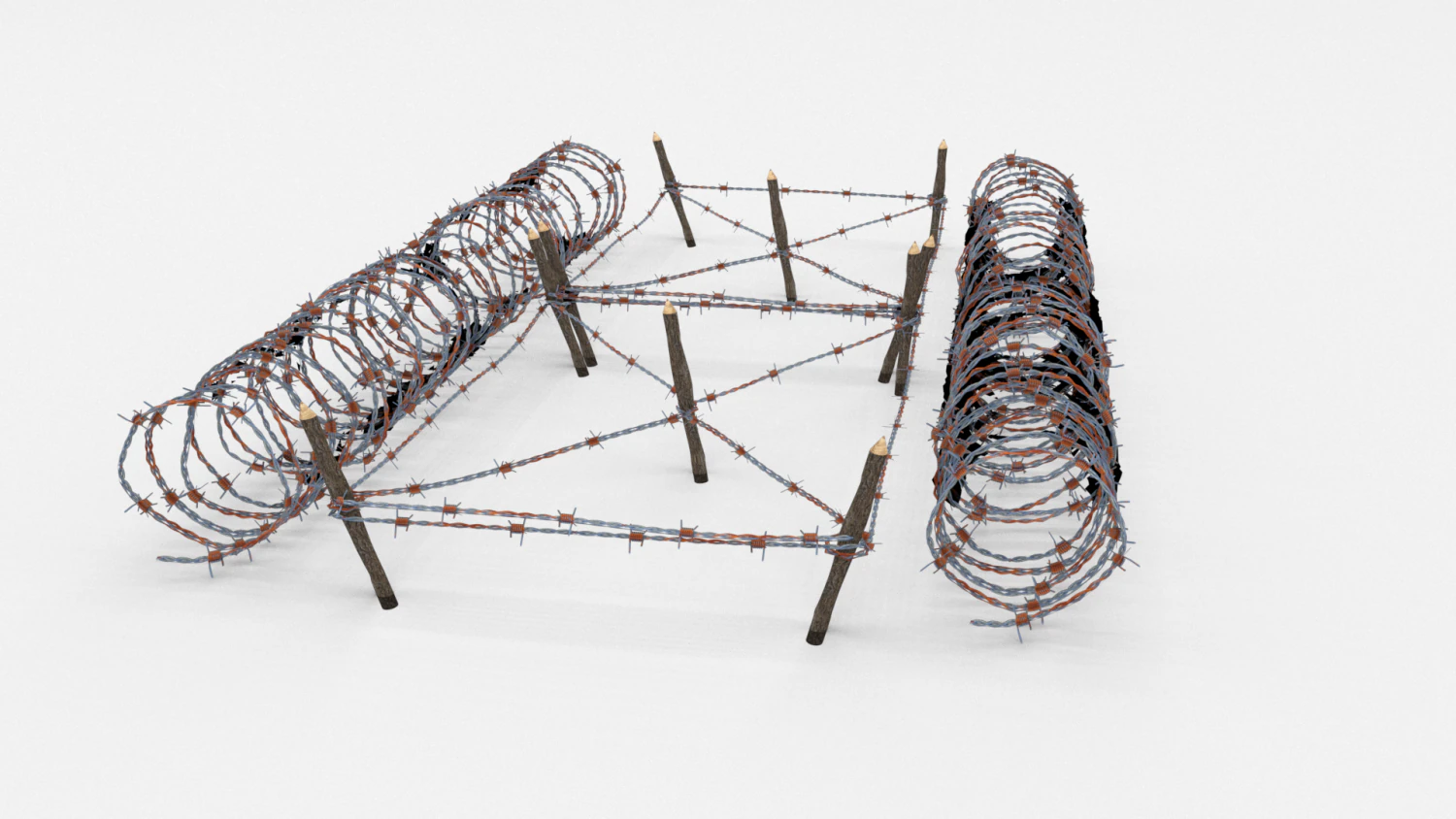 low poly barb wire obstacle 22 3D Model .c4d .max .obj .3ds .fbx .stl .blend