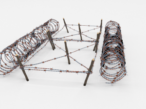 low poly barb wire obstacle 22 3D Model