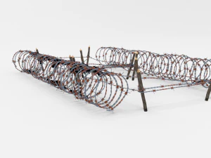 low poly barb wire obstacle 22 3D Model