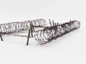 low poly barb wire obstacle 22 3D Model
