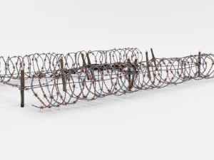 low poly barb wire obstacle 22 3D Model