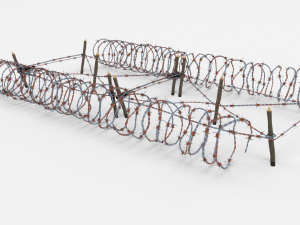 low poly barb wire obstacle 22 3D Модель