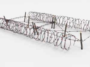low poly barb wire obstacle 22 3D Model