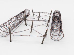 low poly barb wire obstacle 22 3D Модель