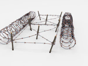low poly barb wire obstacle 22 3D Model