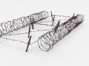low poly barb wire obstacle 22 3D Model