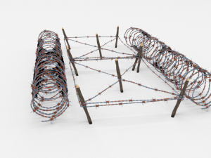 low poly barb wire obstacle 22 3D Модель