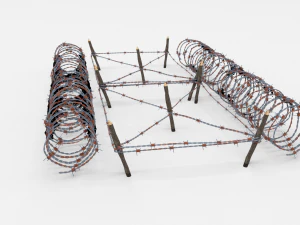 low poly barb wire obstacle 22 3D Model