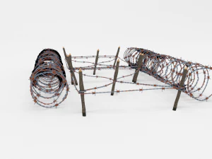 low poly barb wire obstacle 22 3D Model