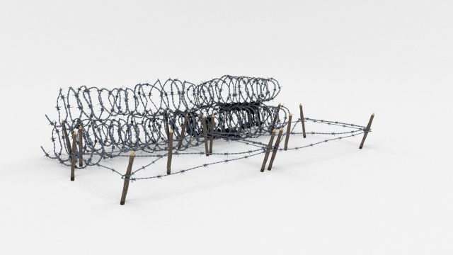 low poly barb wire obstacle 23 3D Model .c4d .max .obj .3ds .fbx .stl .blend 