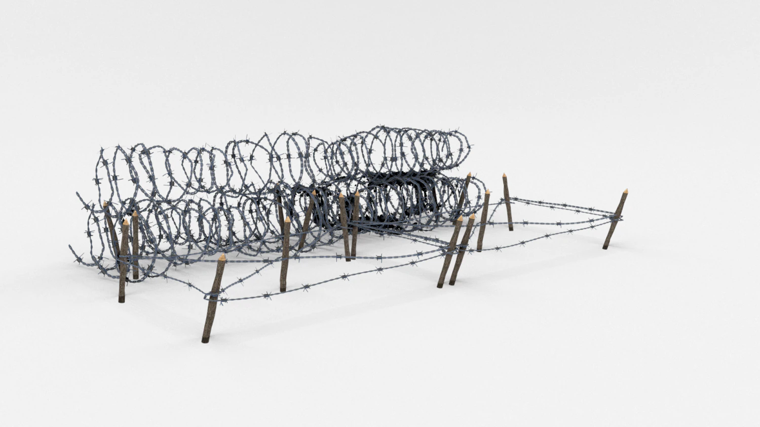 low poly barb wire obstacle 23 3D Model .c4d .max .obj .3ds .fbx .stl .blend 