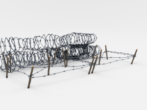 low poly barb wire obstacle 23 3D Model