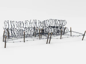low poly barb wire obstacle 23 3D Model