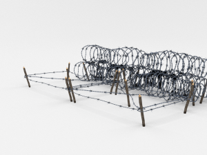 low poly barb wire obstacle 23 3D Model