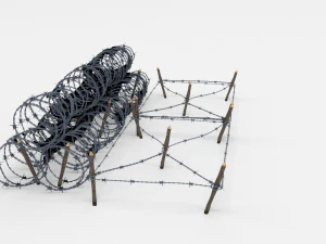 low poly barb wire obstacle 23 3D Model