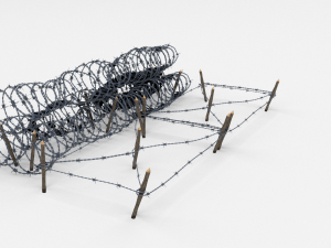 low poly barb wire obstacle 23 3D Model