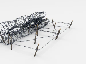 low poly barb wire obstacle 23 3D Model
