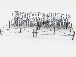 low poly barb wire obstacle 23 3D Model