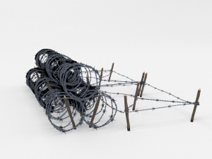 low poly barb wire obstacle 23 3D Model