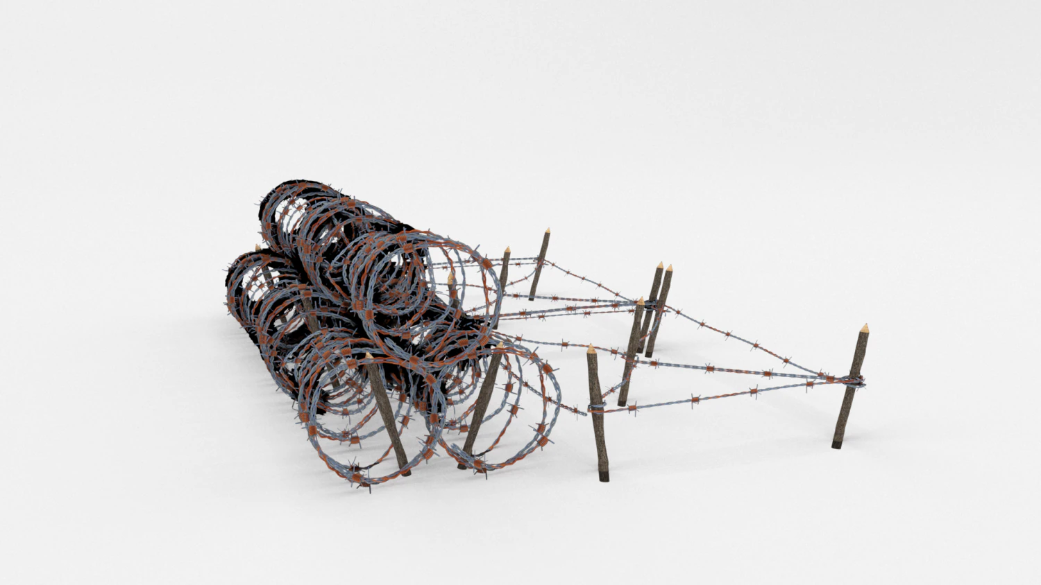 low poly barb wire obstacle 24 3D Model .c4d .max .obj .3ds .fbx .stl .blend