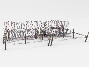 low poly barb wire obstacle 24 3D Model