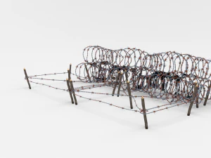 low poly barb wire obstacle 24 3D Model
