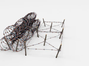 low poly barb wire obstacle 24 3D Model