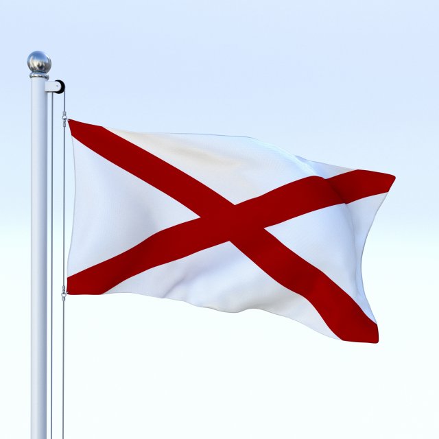 animated alabama flag 3D Модель .c4d .max .obj .3ds .fbx .stl .blend 