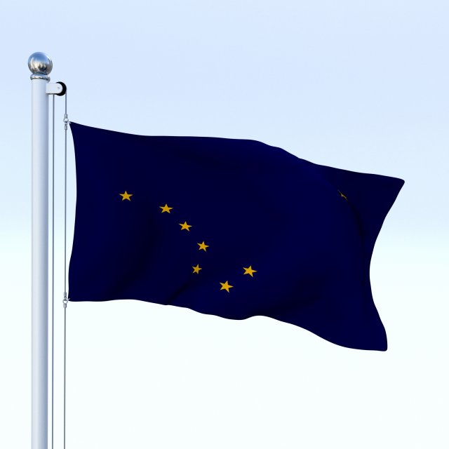 animated alaska flag 3D Модель .c4d .max .obj .3ds .fbx .stl .blend 