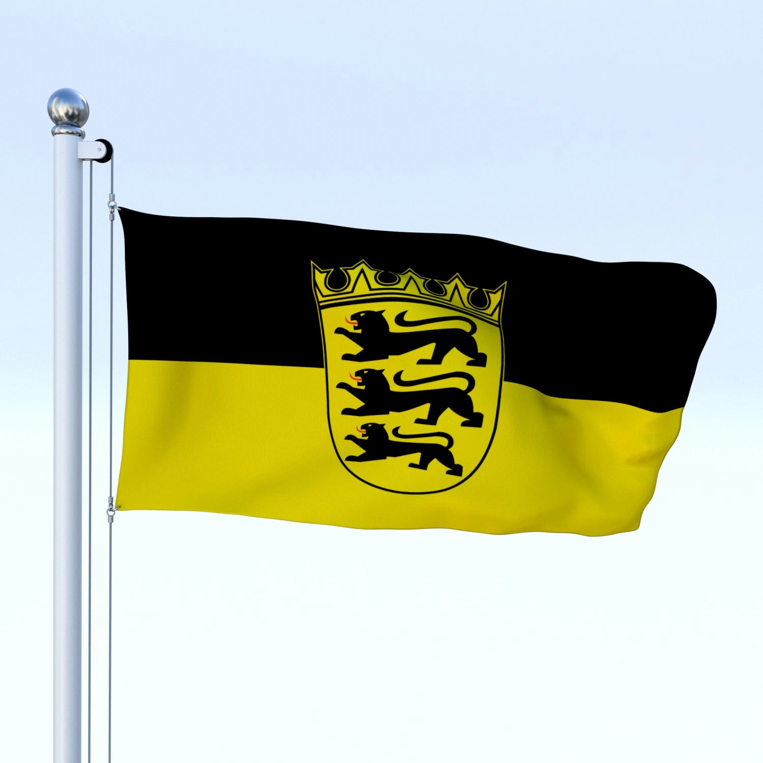 animated baden-wurttemberg german state flag 3D Model .c4d .max .obj .3ds .fbx .stl .blend 