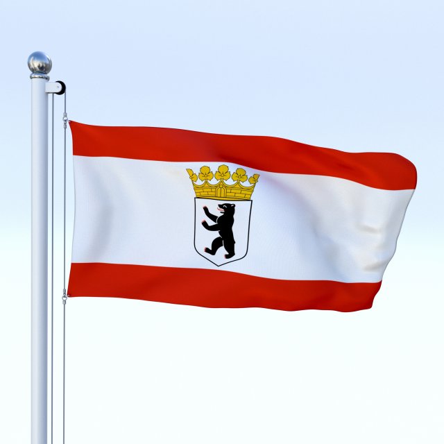animated berlin german state flag 3D 모델 .c4d .max .obj .3ds .fbx .stl .blend 