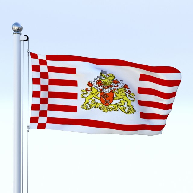 animated bremen german state flag 3D Model .c4d .max .obj .3ds .fbx .stl .blend 