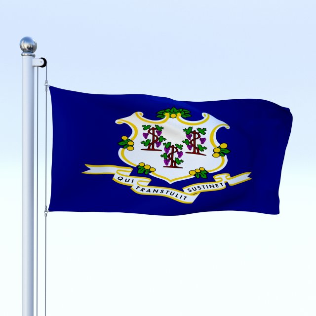 animated connecticut flag 3D Model .c4d .max .obj .3ds .fbx .stl .blend 