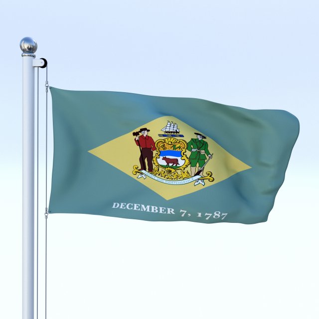 animated delaware flag 3D Модель .c4d .max .obj .3ds .fbx .stl .blend 