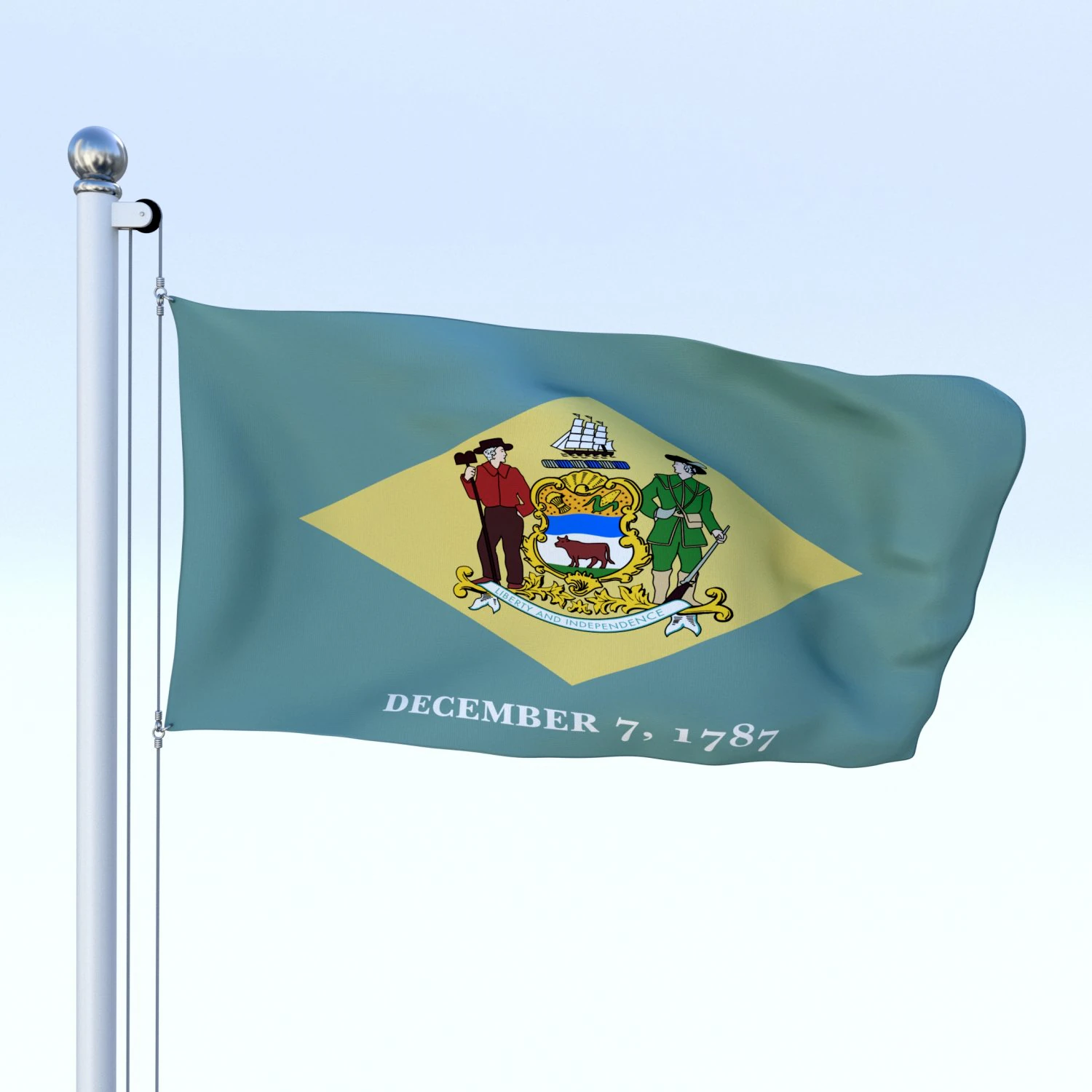 animated delaware flag 3D Model .c4d .max .obj .3ds .fbx .stl .blend