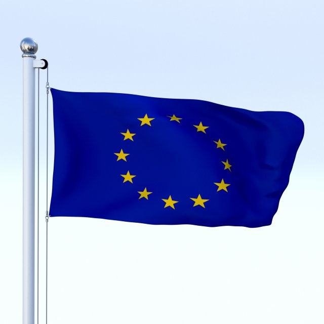 animated european union flag Modello 3D .c4d .max .obj .3ds .fbx .stl .blend